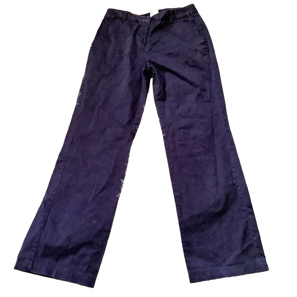 Lands End Dark Navy Blue Wide Leg Pants Size 2 Pockets Business Career Basic